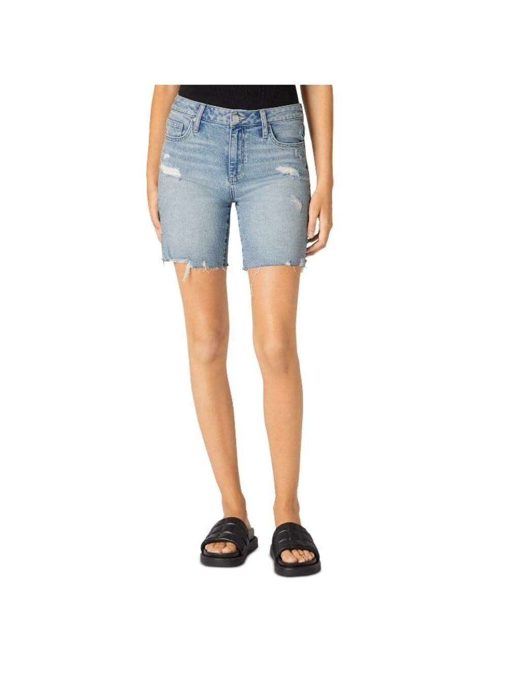 Joe's Jeans Cutoff Stylish Bermuda Jean Shorts Blue Size 31 MSRP $148 raw hem - Picture 1 of 3
